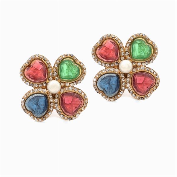 Cascio, due spille bijou vintage a motivo floreale