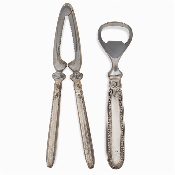 Silver and steel flatware set (2)  (Italy, 20th century)  - Auction FINE SILVER AND THE ART OF THE TABLE - Colasanti Casa d'Aste