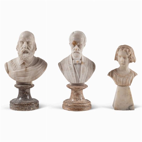 Group of marble and alabaster busts