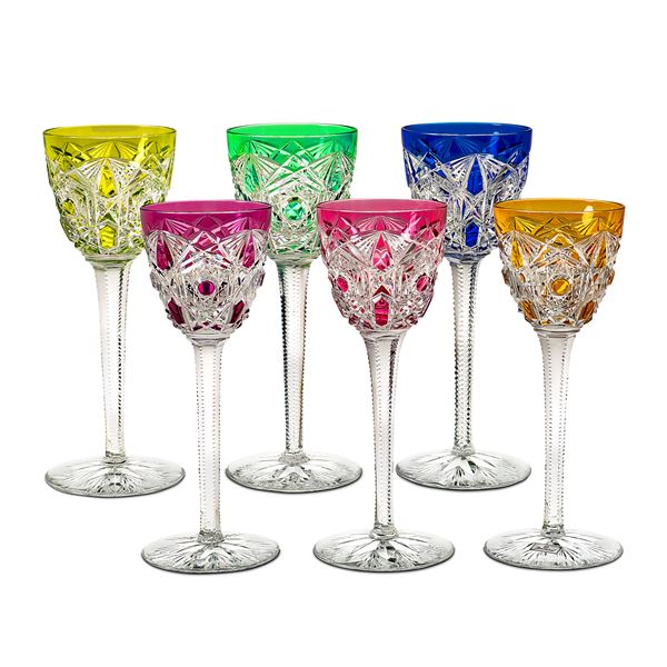 Baccarat, colored crystal glass service (18)