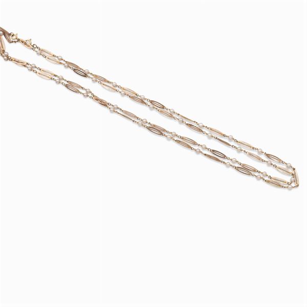 Collana in oro rosa 9kt e perline