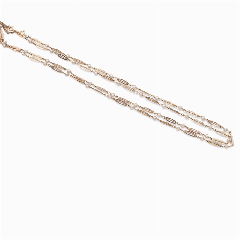 Collana in Oro Rosa 9kt e Perline