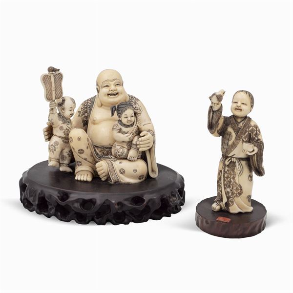 Gruppo di sculture in avorio (2)  (Cina, fine XIX-XX Sec.)  - Asta DIPINTI E ARREDI DA VILLA SAMINIATI  - Colasanti Casa d'Aste