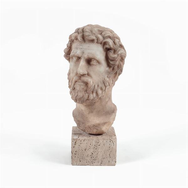 White marble head  (Italy, 19th-20th century)  - Auction OLD MASTER PAINTINGS AND FURNITURE FROM VILLA SAMINIATI AND PRIVATE COLLECTIONS - Colasanti Casa d'Aste