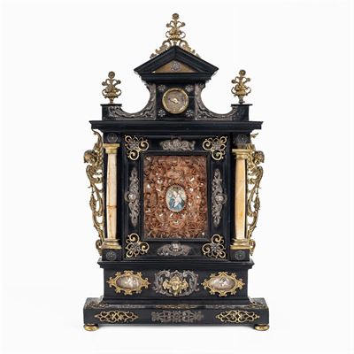 Reliquiario in Legno Ebanizzato e Fregi in Bronzo