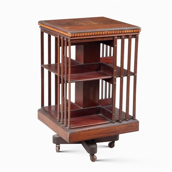 Mahogany revolving bookcase