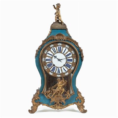 Orologio Cartel in Legno Laccato e Bronzo Dorato