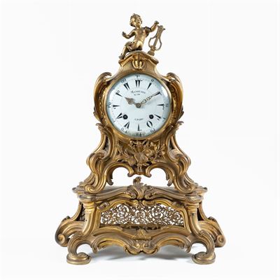 Orologio con Mensola in Bronzo Dorato