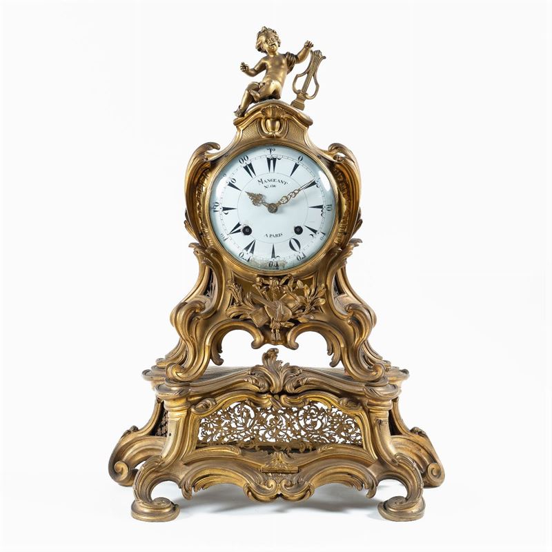 Orologio con Mensola in Bronzo Dorato