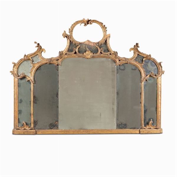 Giltwood chimney piece  (Italy, 18th century)  - Auction OLD MASTER PAINTINGS AND FURNITURE FROM VILLA SAMINIATI AND PRIVATE COLLECTIONS - Colasanti Casa d'Aste
