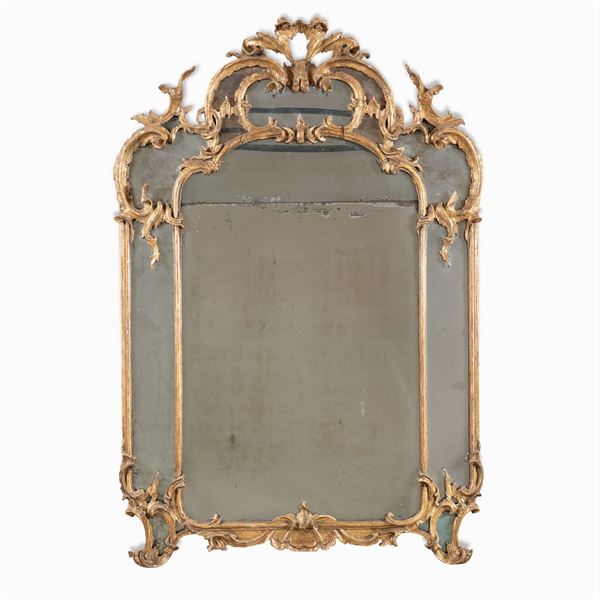 Inlaid and giltwood mirror