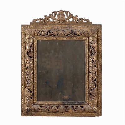 Specchiera in Legno Intagliato e Dorato