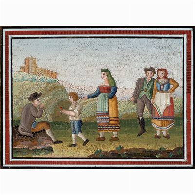 Placca Rettangolare in Micromosaico su Cassina di Rame