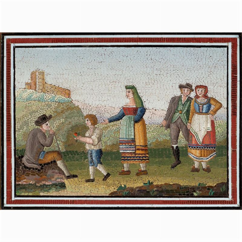 Placca Rettangolare in Micromosaico su Cassina di Rame
