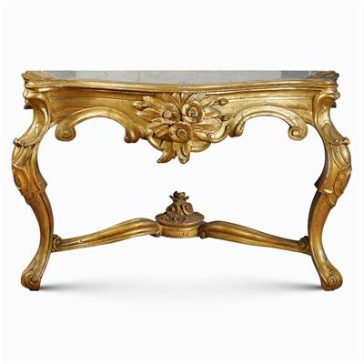 Console in Legno Intagliato e Dorato