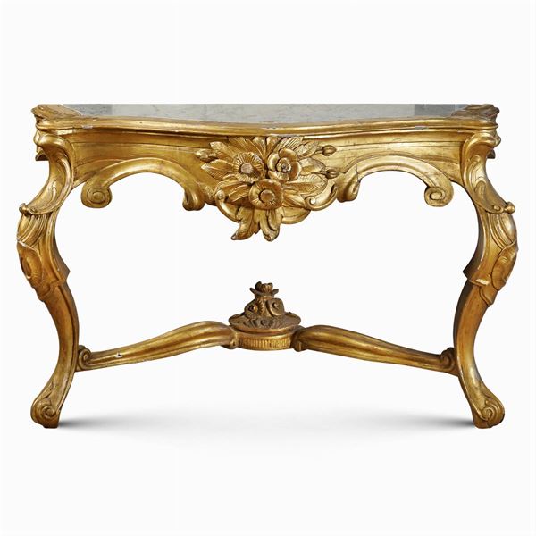 Console in legno intagliato e dorato  (XIX Sec.)  - Asta DIPINTI E ARREDI DA VILLA SAMINIATI  - Colasanti Casa d'Aste