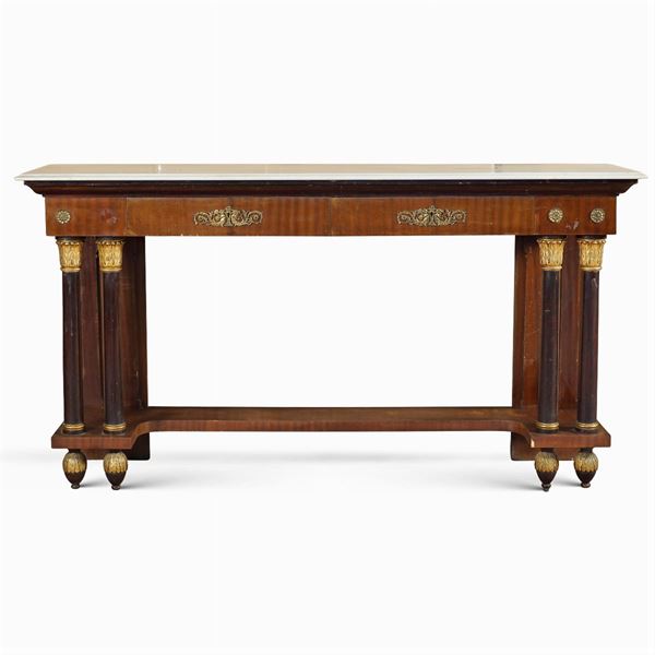 Mahogany Impero style console  (early 20th century)  - Auction OLD MASTER PAINTINGS AND FURNITURE FROM VILLA SAMINIATI AND PRIVATE COLLECTIONS - Colasanti Casa d'Aste