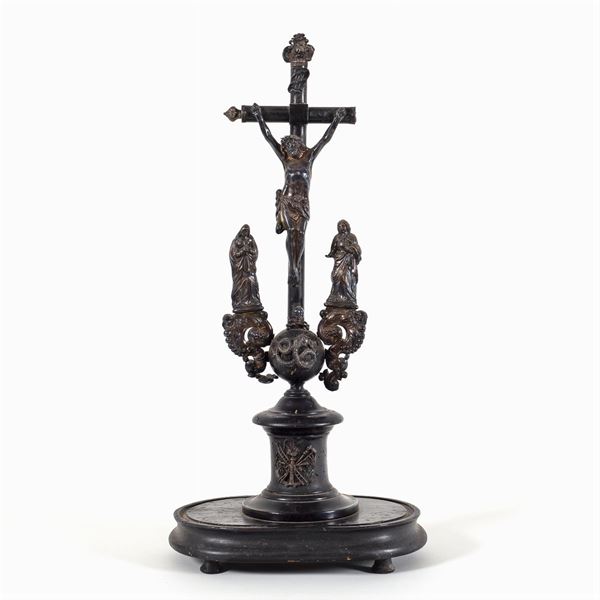 Silvered metal crucifix