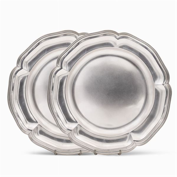 Pair of silver serving plates