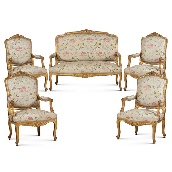 Gilded wood living room  (France, 19th century)  - Auction Furniture, Sculptures, Old Master and 19th Century Paintings - I - Colasanti Casa d'Aste