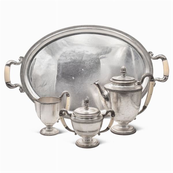 Impero style silver coffee service (4)  (Italy, 20th century)  - Auction FINE SILVER AND THE ART OF THE TABLE - Colasanti Casa d'Aste