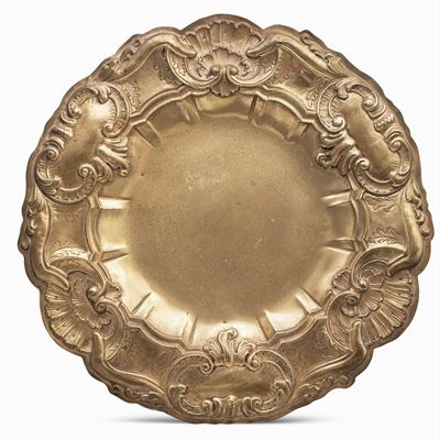 Grande Piatto in Argento Dorato