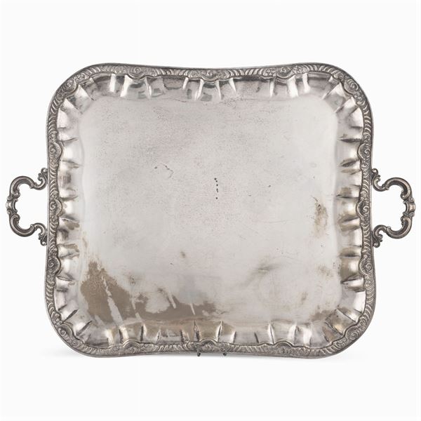 Large silver plated metal tray  (19th-20th century)  - Auction FINE SILVER AND THE ART OF THE TABLE - Colasanti Casa d'Aste
