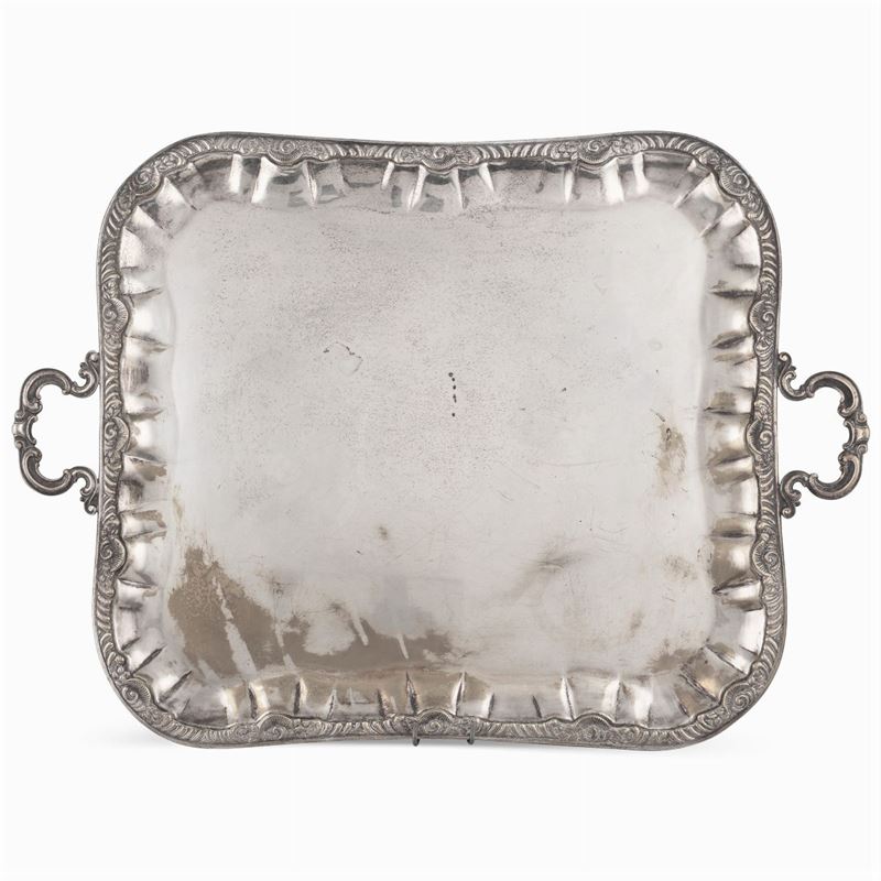 Grande Vassoio Guantiera in Metallo Argentato