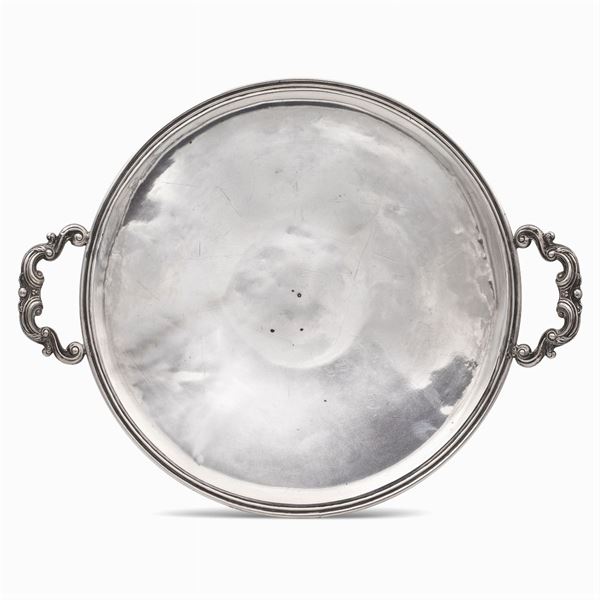 Two handled silver tray