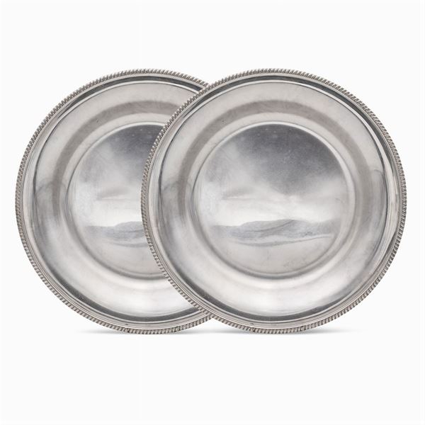 Pair of circular silver plates