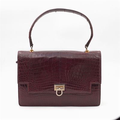 Gucci, Borsa Vintage in Coccodrillo Bordeaux