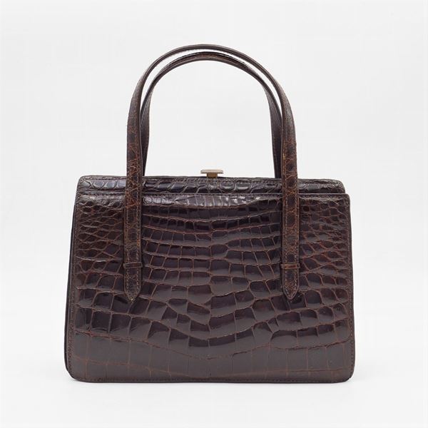 Borsa vintage in coccodrillo marrone