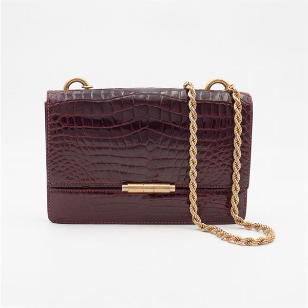 Borsa vintage in coccodrillo bordeaux