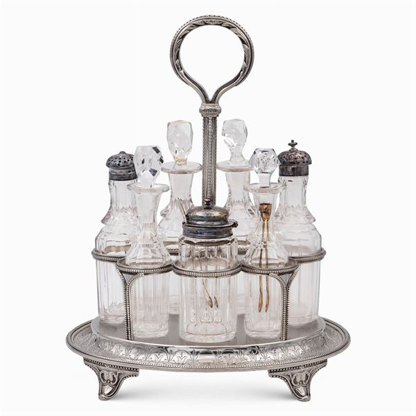 Silver and crystal cruet