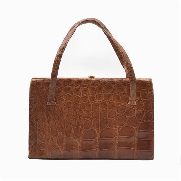 Borsa vintage in coccodrillo beige