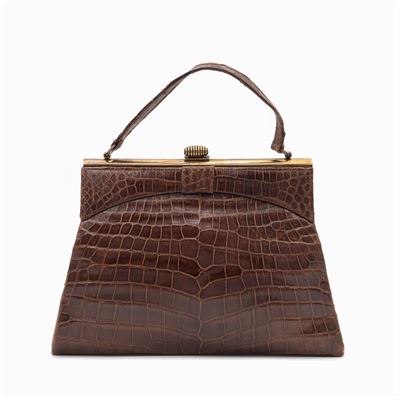 Borsa Vintage in Coccodrillo Marrone Chiaro