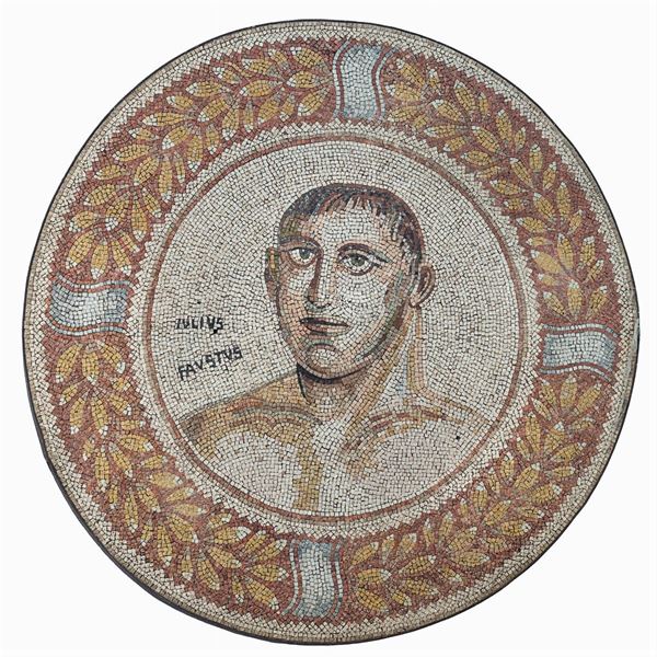 Circular mosaic panel  (Italy, 20th century)  - Auction OLD MASTER PAINTINGS AND FURNITURE FROM VILLA SAMINIATI AND PRIVATE COLLECTIONS - Colasanti Casa d'Aste