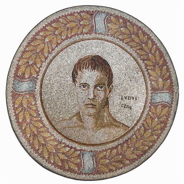 Circular mosaic panel  (Italy, 20th century)  - Auction OLD MASTER PAINTINGS AND FURNITURE FROM VILLA SAMINIATI AND PRIVATE COLLECTIONS - Colasanti Casa d'Aste