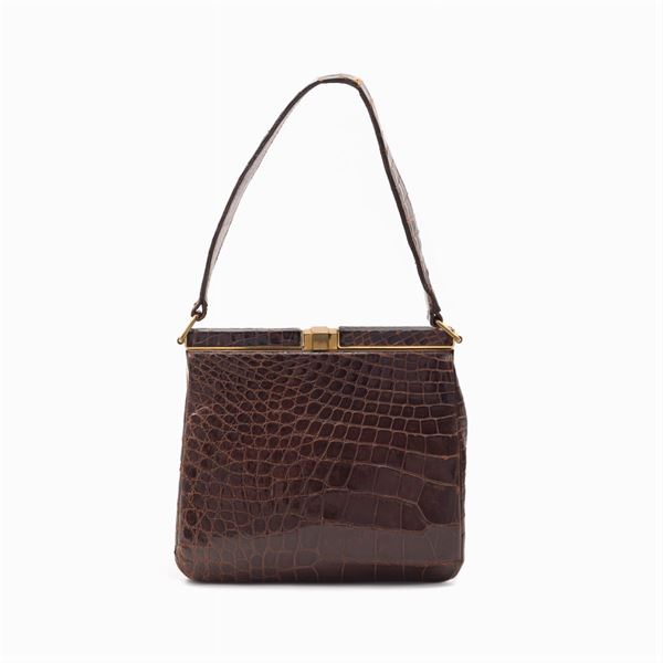 Borsa vintage in coccodrillo marrone