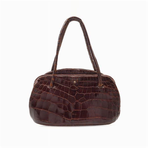 Borsa vintage in coccodrillo marrone