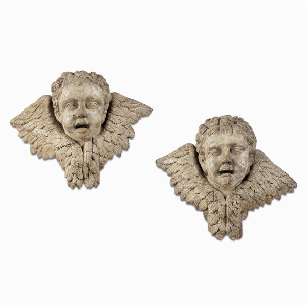 Pair of lacquered wooden friezes