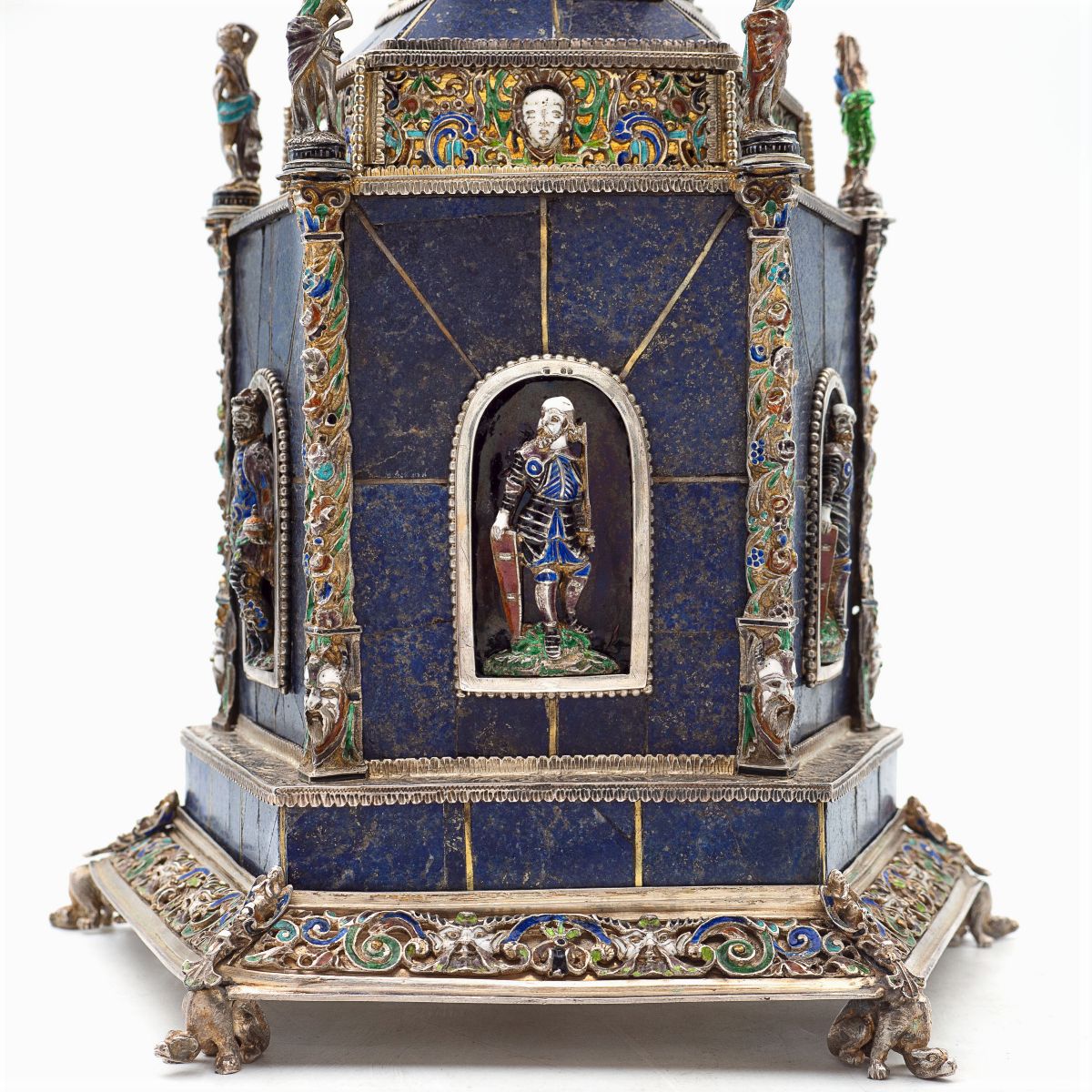 Scultura Architettonica in Lapislazzulo, Argento e Smalti Policromi