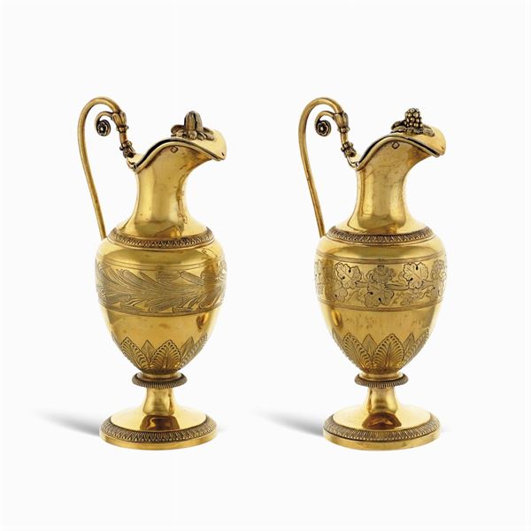 Pair of vermeil ampoules