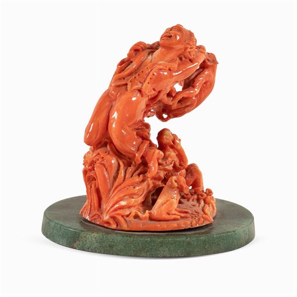 Red coral group  (Italy, 19th century)  - Auction OLD MASTER PAINTINGS AND FURNITURE FROM VILLA SAMINIATI AND PRIVATE COLLECTIONS - Colasanti Casa d'Aste