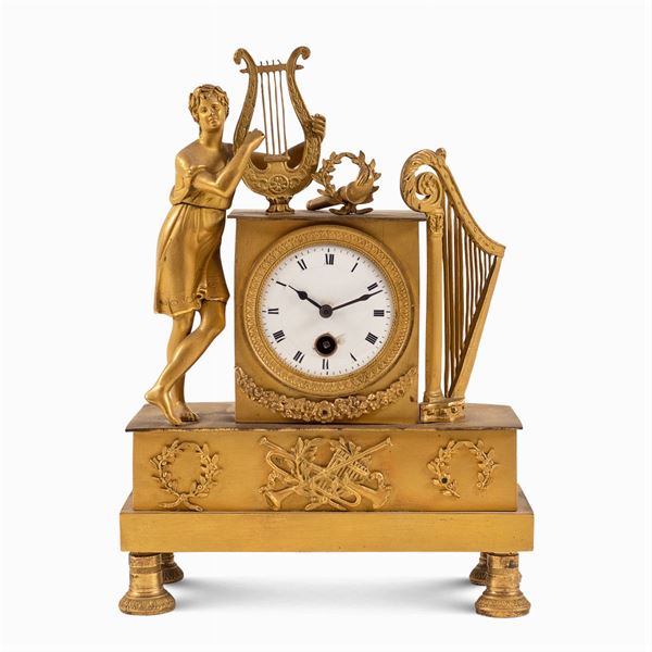 Orologio da tavolo in bronzo dorato  (Francia, metà XIX Sec.)  - Asta DIPINTI E ARREDI DA VILLA SAMINIATI  - Colasanti Casa d'Aste