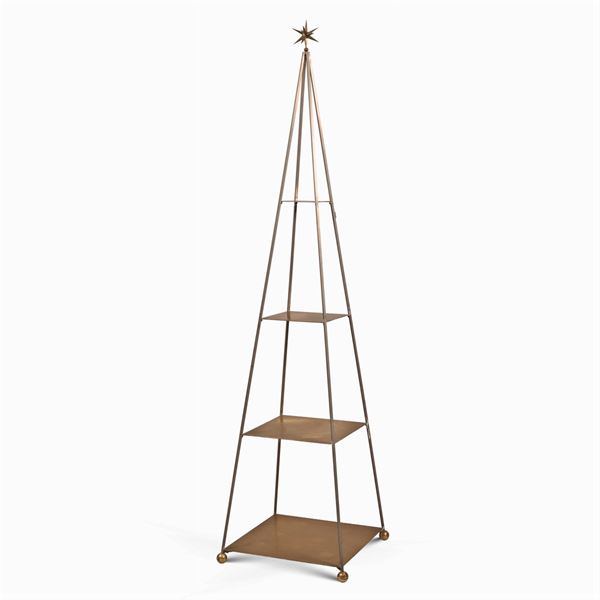 Etagere in ferro dipinto e metallo dorato