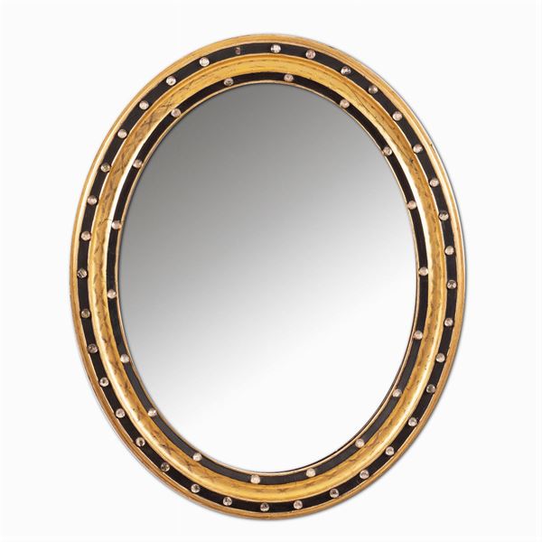 Gilt and ebonized wood mirror