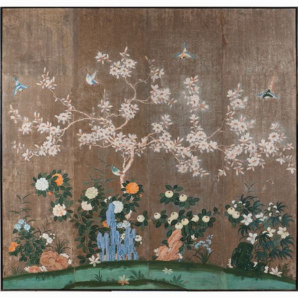 Panel painted on paper in four sections