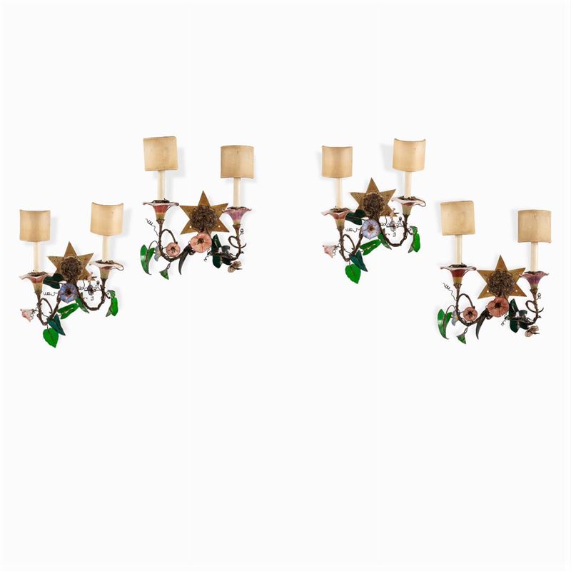 Set di Appliques in Bronzo, Porcellana e Vetro (4)