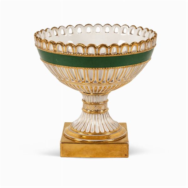 White and gold porcelain stand